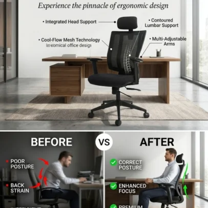 office chair, ergonomic office chair, mesh office chair, black office chair, office chair with headrest, office chair with armrests, high back office chair, modern office chair, office furniture, office chair manufacturer, office furniture manufacturer, office furniture Ghaziabad, furniture manufacturer Ghaziabad