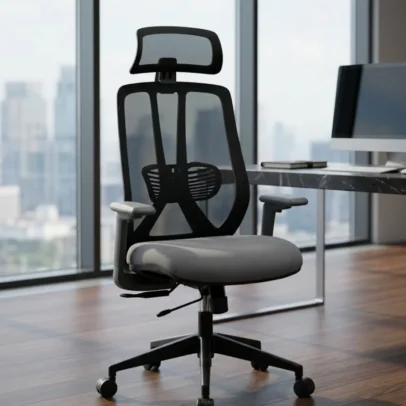 office chair, mesh office chair, high back office chair, office chair with headrest, mesh office chair with headrest, black office chair, grey office chair, office chair with lumbar support, office chair with armrests, modern office chair, cushioned office chair, office furniture, office chair manufacturer, office furniture manufacturer, office furniture Ghaziabad