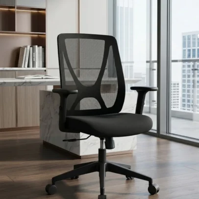office chair, mesh office chair, high back office chair, modern office chair, black office chair, black mesh office chair, office chair with armrests, cushioned office chair, mesh back office chair, office furniture, office chair manufacturer, office furniture manufacturer, office furniture Ghaziabad, furniture manufacturer Ghaziabad