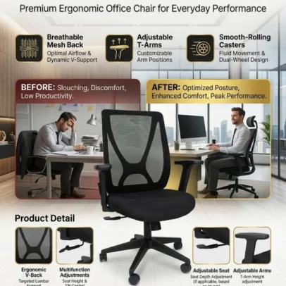 office chair, mesh office chair, high back office chair, modern office chair, black office chair, black mesh office chair, office chair with armrests, cushioned office chair, mesh back office chair, office furniture, office chair manufacturer, office furniture manufacturer, office furniture Ghaziabad, furniture manufacturer Ghaziabad