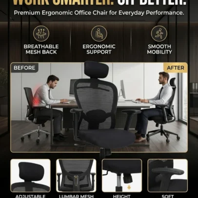 office chair, mesh office chair, high back office chair, office chair with headrest, mesh office chair with headrest, black office chair, office chair with lumbar support, office chair with armrests, cushioned office chair, modern office chair, office furniture, office chair manufacturer, office furniture manufacturer, office furniture Ghaziabad, furniture manufacturer Ghaziabad