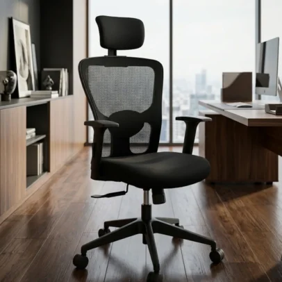 black office chair mesh office chair office chair with headrest ergonomic office chair black mesh chair cushioned office chair modern office chair office seating office furniture mesh back chair office chair manufacturer office furniture manufacturer office furniture Ghaziabad Global Star Furniture